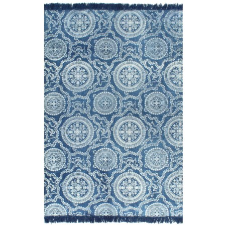 vidaXL Kelim-Teppich Baumwolle 160x230 cm mit Muster Blau