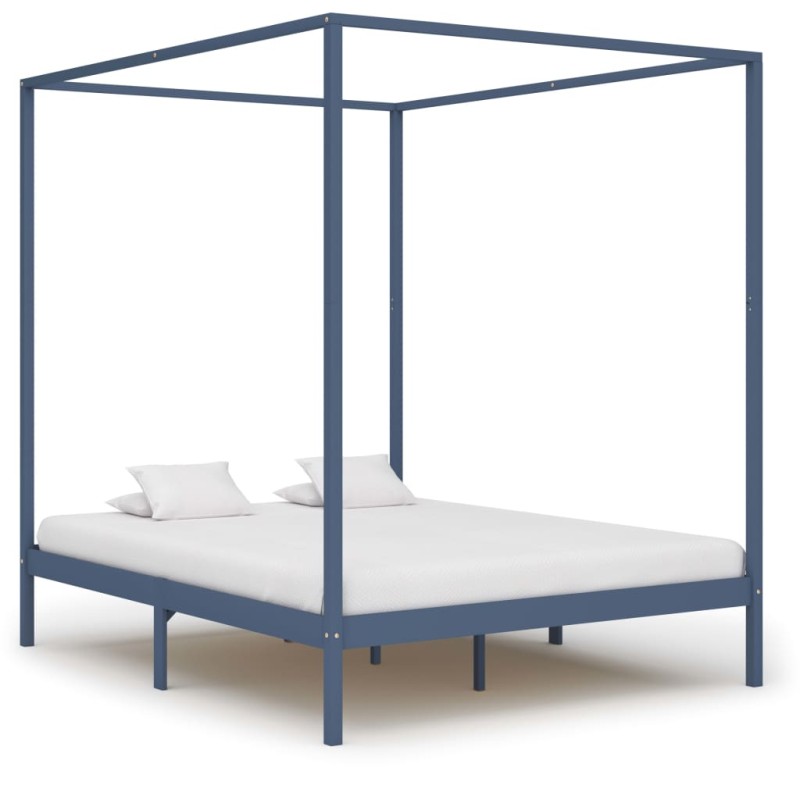 vidaXL Himmelbett-Gestell Grau Massivholz Kiefer 160 x 200 cm vidaXL Himmelbett-Gestell Grau Massivholz Kiefer 160 x 200 cm