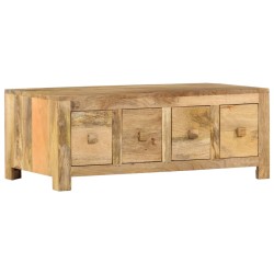 vidaXL Couchtisch mit 4 Schubladen 90 x 50 x 35 cm Massivholz Mango