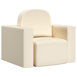 2-in-1 Kindersofa Weiß Kunstleder
