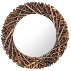 vidaXL Wandspiegel 60 cm Teak Rund