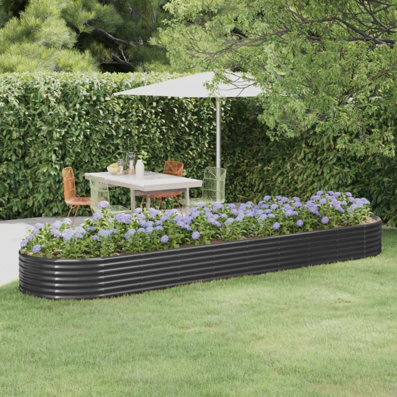 vidaXL Hochbeet Pulverbeschichteter Stahl 396x100x36 cm Anthrazit vidaXL Hochbeet Pulverbeschichteter Stahl 396x100x36 cm Anthrazit