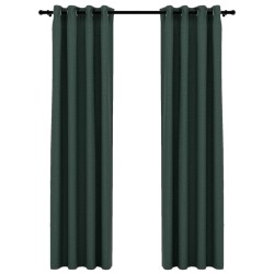 vidaXL Verdunkelungsvorhänge Ösen Leinenoptik 2 Stk. Grün 140x245 cm