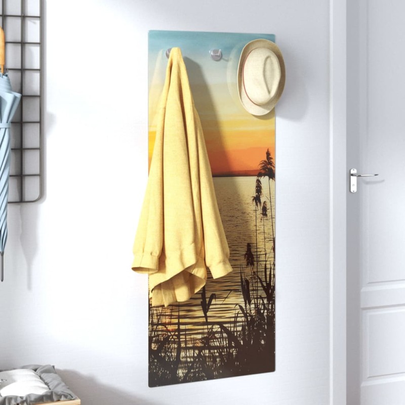 vidaXL Wandgarderobe 125x50 cm Hartglas Sonnenuntergang am See vidaXL Wandgarderobe 125x50 cm Hartglas Sonnenuntergang am See