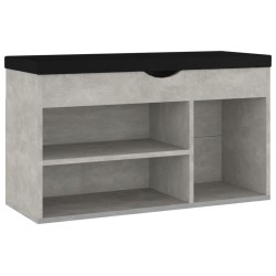 vidaXL Schuhbank mit Kissen Betongrau 80x30x47 cm Holzwerkstoff