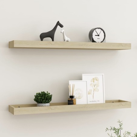 vidaXL Loggia Wandregale 2 Stk. Eichen-Optik 80x15x4 cm MDF