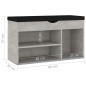 vidaXL Schuhbank mit Kissen Betongrau 80x30x47 cm Holzwerkstoff vidaXL Schuhbank mit Kissen Betongrau 80x30x47 cm Holzwerkstoff