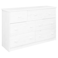 vidaXL Sideboard 7 Schubladen Weiß 113x35x73 cm Massivholz Kiefer
