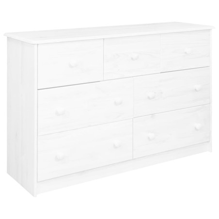 vidaXL Sideboard 7 Schubladen Weiß 113x35x73 cm Massivholz Kiefer
