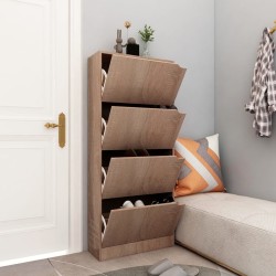 vidaXL Schuhschrank mit 4 Türen Sonoma-Eiche 59x24x136cm Holzwerkstoff