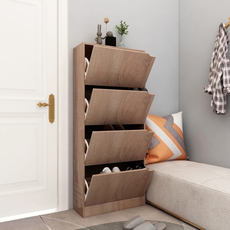 vidaXL Schuhschrank mit 4 Türen Sonoma-Eiche 59x24x136cm Holzwerkstoff vidaXL Schuhschrank mit 4 Türen Sonoma-Eiche 59x24x136cm Holzwerkstoff