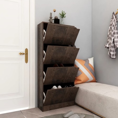 vidaXL Schuhschrank mit 4 Türen Räuchereiche 59x24x136cm Holzwerkstoff