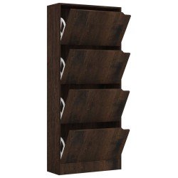 vidaXL Schuhschrank mit 4 Türen Räuchereiche 59x24x136cm Holzwerkstoff