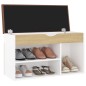 Schuhbank mit Kissen Weiß Sonoma-Eiche 80x30x47cm Holzwerkstoff Schuhbank mit Kissen Weiß Sonoma-Eiche 80x30x47cm Holzwerkstoff