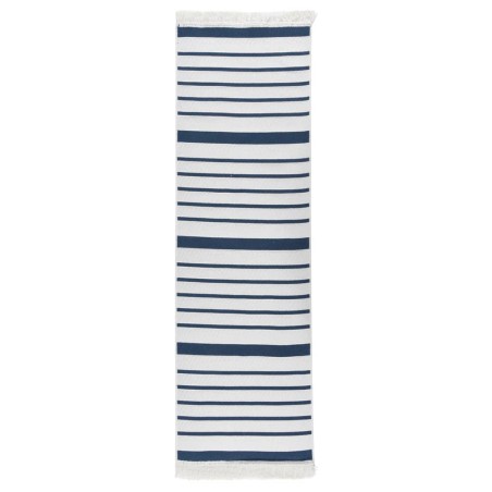 vidaXL Teppich Marineblau 80x300 cm Baumwolle