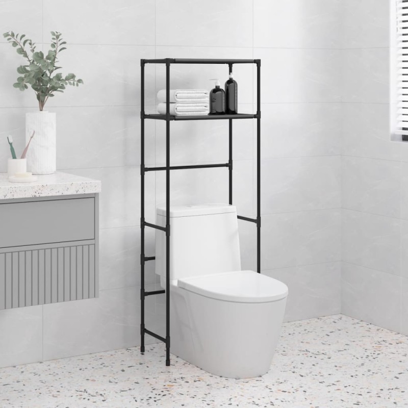 vidaXL Toilettenregal 2 Ablagen Schwarz 53,5x28x143 cm Eisen vidaXL Toilettenregal 2 Ablagen Schwarz 53,5x28x143 cm Eisen
