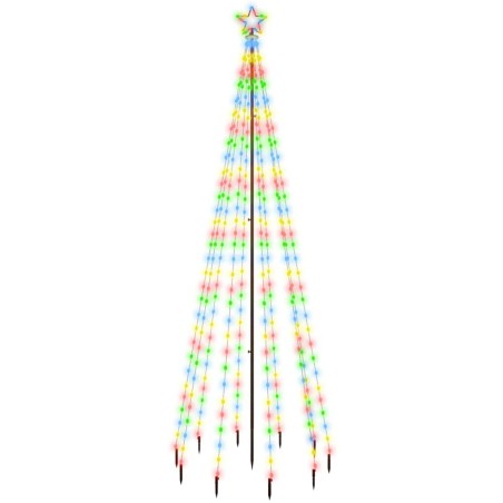 vidaXL LED-Weihnachtsbaum mit Erdnägeln Mehrfarbig 310 LEDs 300 cm