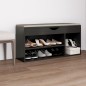 Schuhbank mit Kissen Grau 104x30x49 cm Holzwerkstoff Schuhbank mit Kissen Grau 104x30x49 cm Holzwerkstoff