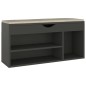 Schuhbank mit Kissen Grau 104x30x49 cm Holzwerkstoff Schuhbank mit Kissen Grau 104x30x49 cm Holzwerkstoff