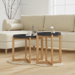 vidaXL Couchtische 2 Stk. Schwarz Holzwerkstoff und Massivholz Kiefer