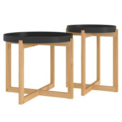 vidaXL Couchtische 2 Stk. Schwarz Holzwerkstoff und Massivholz Kiefer