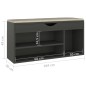 Schuhbank mit Kissen Grau 104x30x49 cm Holzwerkstoff Schuhbank mit Kissen Grau 104x30x49 cm Holzwerkstoff