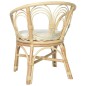 Esszimmerstuhl mit Auflage Natur Rattan und Leinenbezug Esszimmerstuhl mit Auflage Natur Rattan und Leinenbezug