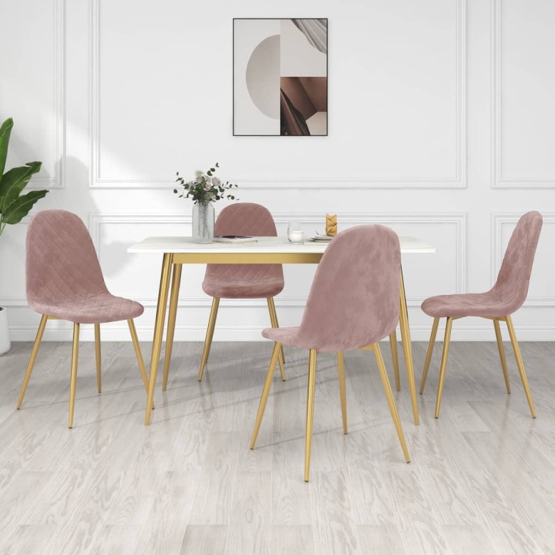 Esszimmerstühle 4 Stk. Rosa Samt Esszimmerstühle 4 Stk. Rosa Samt