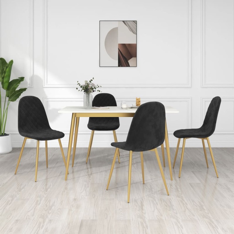 Esszimmerstühle 4 Stk. Schwarz Samt Esszimmerstühle 4 Stk. Schwarz Samt