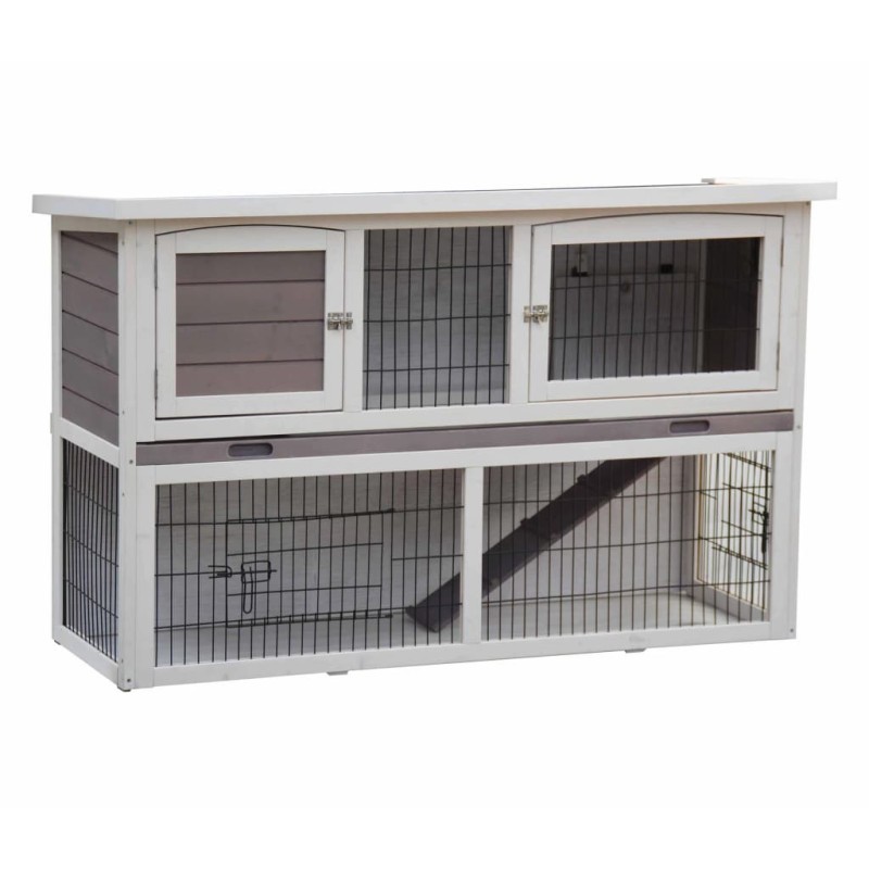 @Pet Kaninchenstall Bigfoot Holz 137×50×85 cm Weiß 26024 @Pet Kaninchenstall Bigfoot Holz 137×50×85 cm Weiß 26024