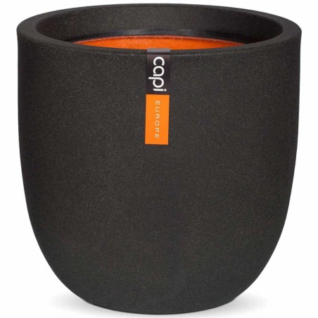 Capi Pflanzgefäß Oval Urban Smooth 43x41 cm Schwarz KBL933 