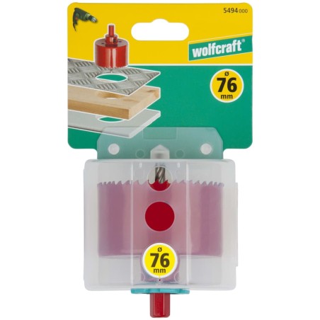wolfcraft Lochsäge 76mm Bimetall Rot