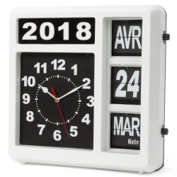 Perel Klappzahlen-Wanduhr 31x31 cm Französische Version