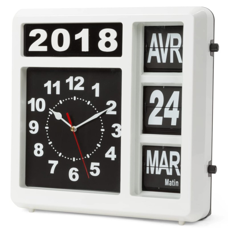Perel Klappzahlen-Wanduhr 31x31 cm Französische Version Perel Klappzahlen-Wanduhr 31x31 cm Französische Version