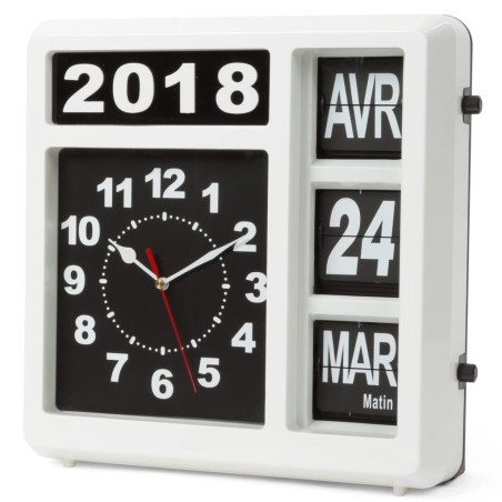 Perel Klappzahlen-Wanduhr 31x31 cm Französische Version