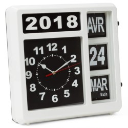 Perel Klappzahlen-Wanduhr 31x31 cm Französische Version