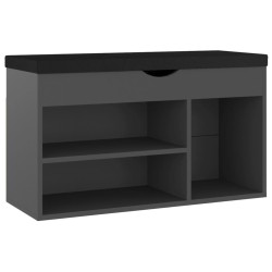 vidaXL Schuhbank mit Kissen Grau 80x30x47 cm Holzwerkstoff