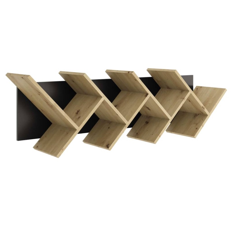 FMD Geometrisches Bücherregal Eiche-Optik und Schwarz FMD Geometrisches Bücherregal Eiche-Optik und Schwarz