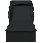Sonnenliege mit Faltdach Schwarz 213x63x97 cm Poly Rattan Sonnenliege mit Faltdach Schwarz 213x63x97 cm Poly Rattan