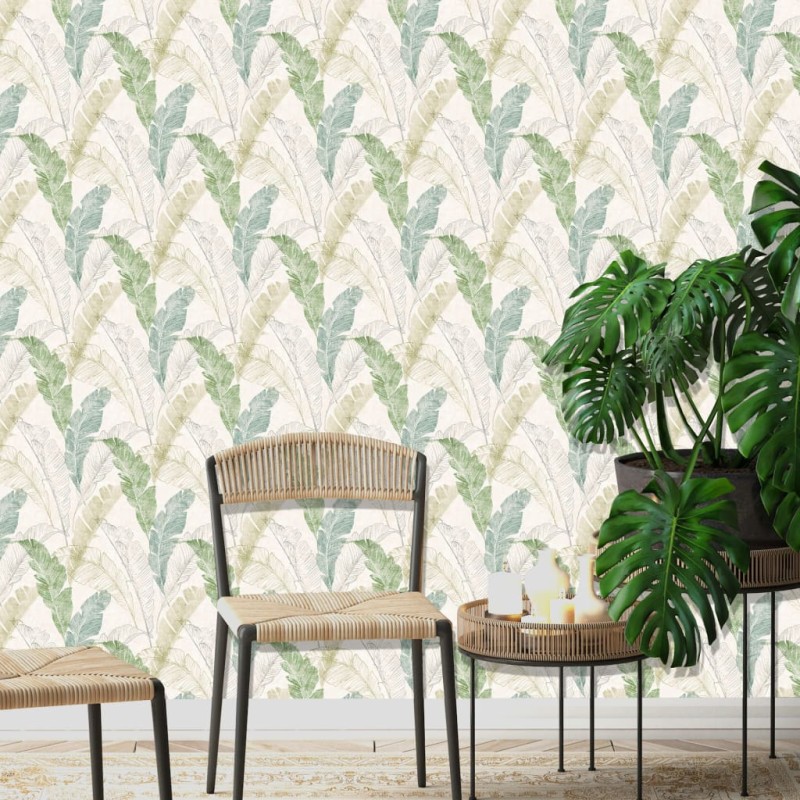 DUTCH WALLCOVERINGS Tapete Tropische Blätter Grau und Grün DUTCH WALLCOVERINGS Tapete Tropische Blätter Grau und Grün