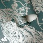 DUTCH WALLCOVERINGS Tapete Pfauen-Motiv Grün und Silbern DUTCH WALLCOVERINGS Tapete Pfauen-Motiv Grün und Silbern