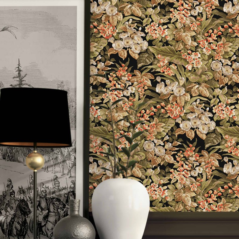 DUTCH WALLCOVERINGS Tapete Blumenmuster Schwarz DUTCH WALLCOVERINGS Tapete Blumenmuster Schwarz