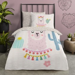 Good Morning Kinder-Bettwäsche-Set LLAMA 140x200/220 cm Mehrfarbig