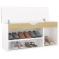 Schuhbank mit Kissen Weiß Sonoma-Eiche 104x30x49cm Schuhbank mit Kissen Weiß Sonoma-Eiche 104x30x49cm