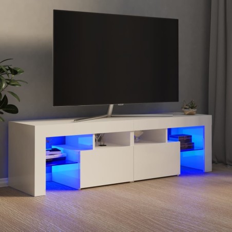 vidaXL TV-Schrank mit LED-Beleuchtung Hochglanz-Weiß 140x36,5x40 cm