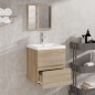 vidaXL Badschrank mit Spiegel Sonoma-Eiche Holzwerkstoff vidaXL Badschrank mit Spiegel Sonoma-Eiche Holzwerkstoff