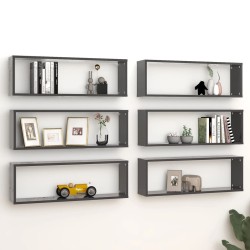 vidaXL Würfelregale 6 Stk. Grau 80x15x26,5 cm Holzwerkstoff