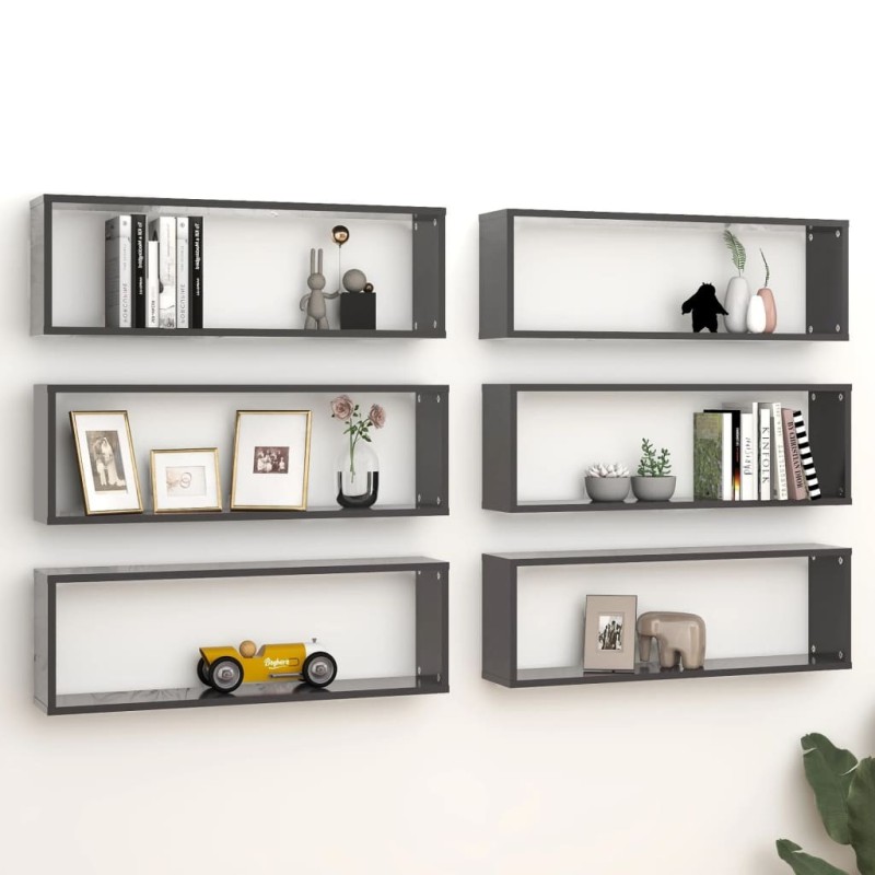 vidaXL Würfelregale 6 Stk. Grau 80x15x26,5 cm Holzwerkstoff vidaXL Würfelregale 6 Stk. Grau 80x15x26,5 cm Holzwerkstoff
