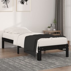 vidaXL Massivholzbett Schwarz 75x190 cm
