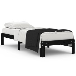 vidaXL Massivholzbett Schwarz 75x190 cm